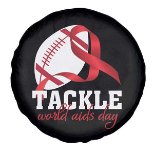 Tackle World AIDS Day Spare Tire Cover Red Ribbon Football Awareness Gift TS12 Print Your Wear
