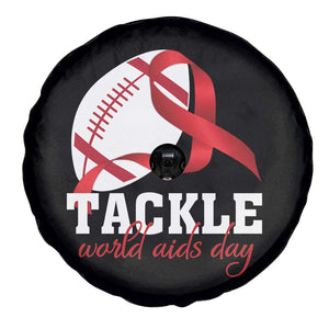Tackle World AIDS Day Spare Tire Cover Red Ribbon Football Awareness Gift TS12 Print Your Wear