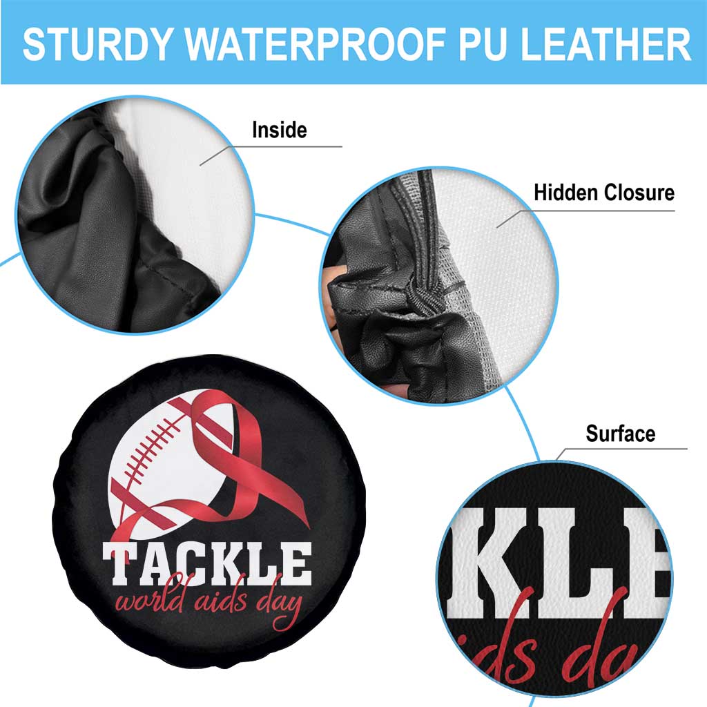 Tackle World AIDS Day Spare Tire Cover Red Ribbon Football Awareness Gift TS12 Print Your Wear