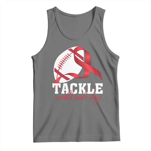 Tackle World AIDS Day Tank Top Red Ribbon Football Awareness Gift TS12 Black Heather Print Your Wear