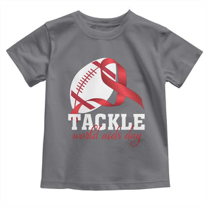 Tackle World AIDS Day Toddler T Shirt Red Ribbon Football Awareness Gift TS12 Charcoal Print Your Wear