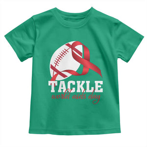 Tackle World AIDS Day Toddler T Shirt Red Ribbon Football Awareness Gift TS12 Irish Green Print Your Wear