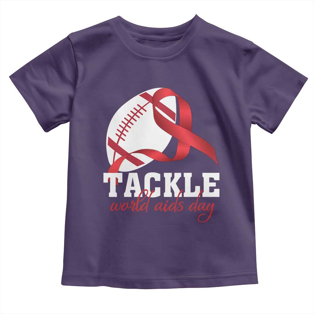 Tackle World AIDS Day Toddler T Shirt Red Ribbon Football Awareness Gift TS12 Purple Print Your Wear