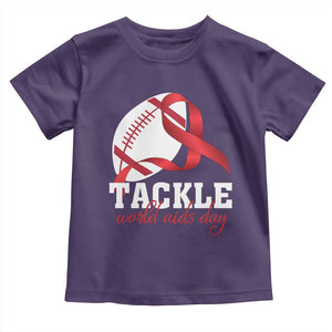 Tackle World AIDS Day Toddler T Shirt Red Ribbon Football Awareness Gift TS12 Purple Print Your Wear
