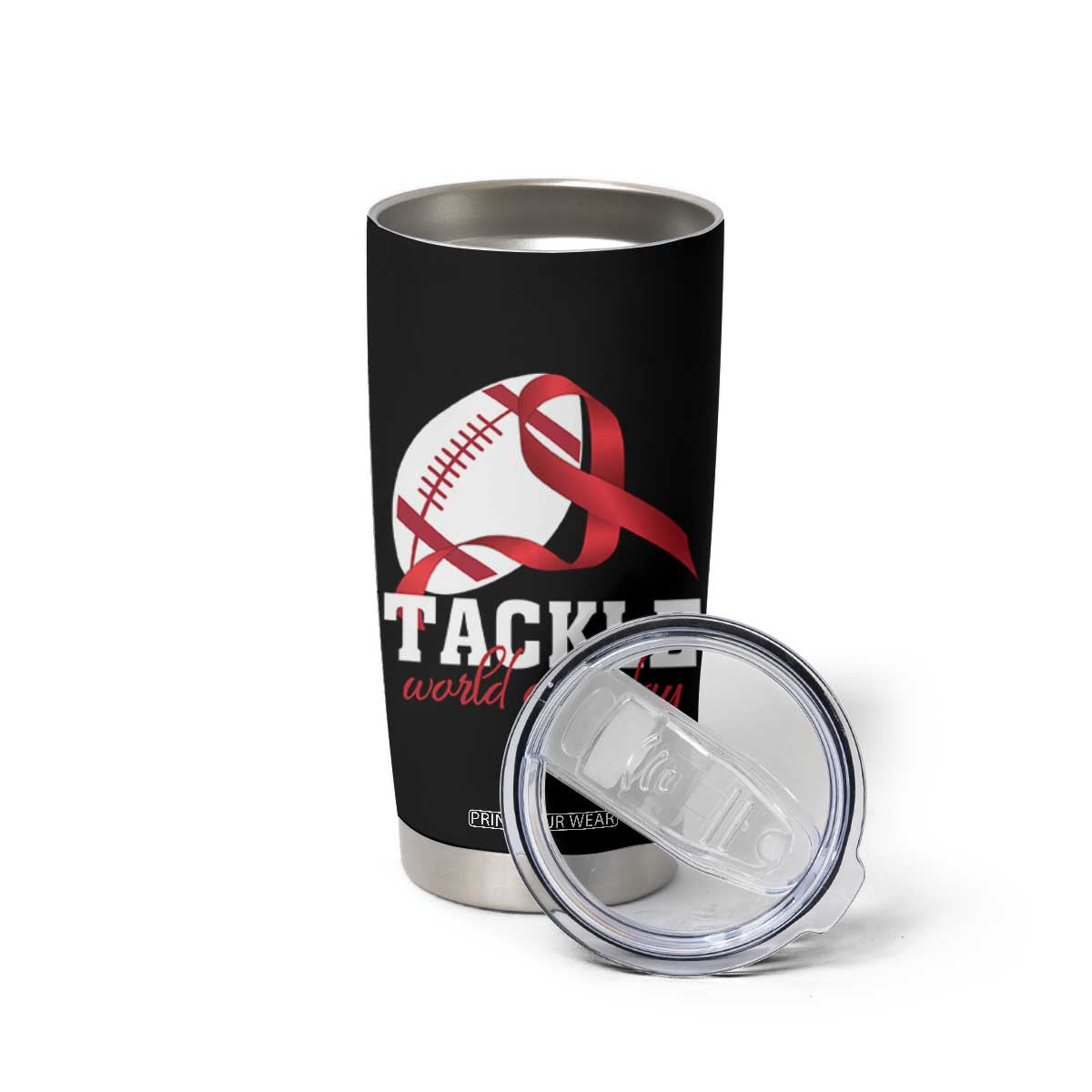 Tackle World AIDS Day Tumbler Cup Red Ribbon Football Awareness Gift TS12 Print Your Wear