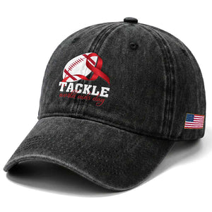 Tackle World AIDS Day Washed Cotton Baseball Cap Red Ribbon Football Awareness Gift TS12 Print Your Wear
