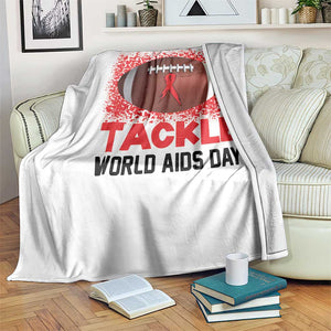 Tackle World AIDS Day Throw Blanket Football HIV Awareness Red Ribbon TS12 Print Your Wear