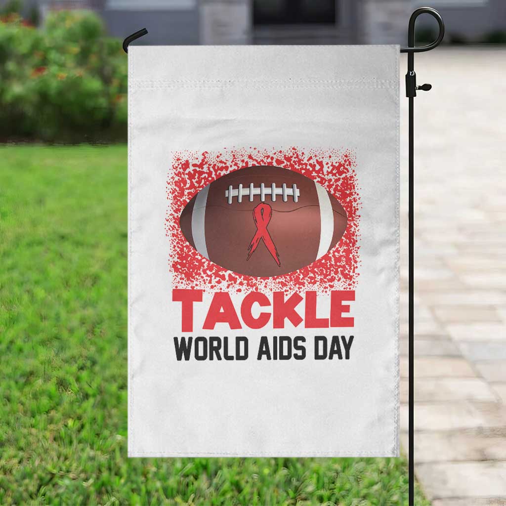 Tackle World AIDS Day Garden Flag Football HIV Awareness Red Ribbon TS12 Print Your Wear