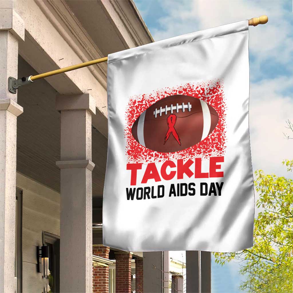 Tackle World AIDS Day Garden Flag Football HIV Awareness Red Ribbon TS12 Print Your Wear