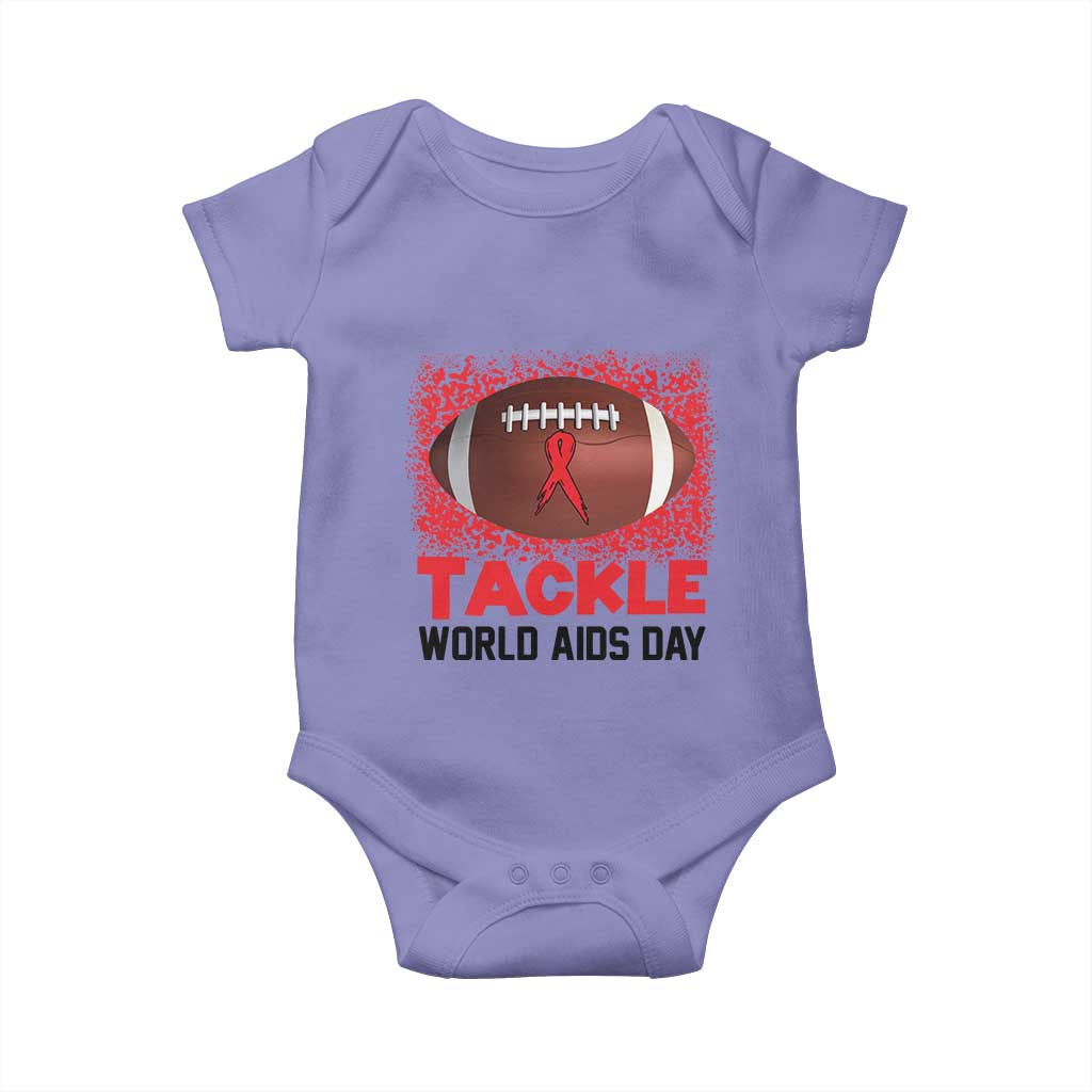 Tackle World AIDS Day Baby Onesie Football HIV Awareness Red Ribbon TS12 Violet Print Your Wear