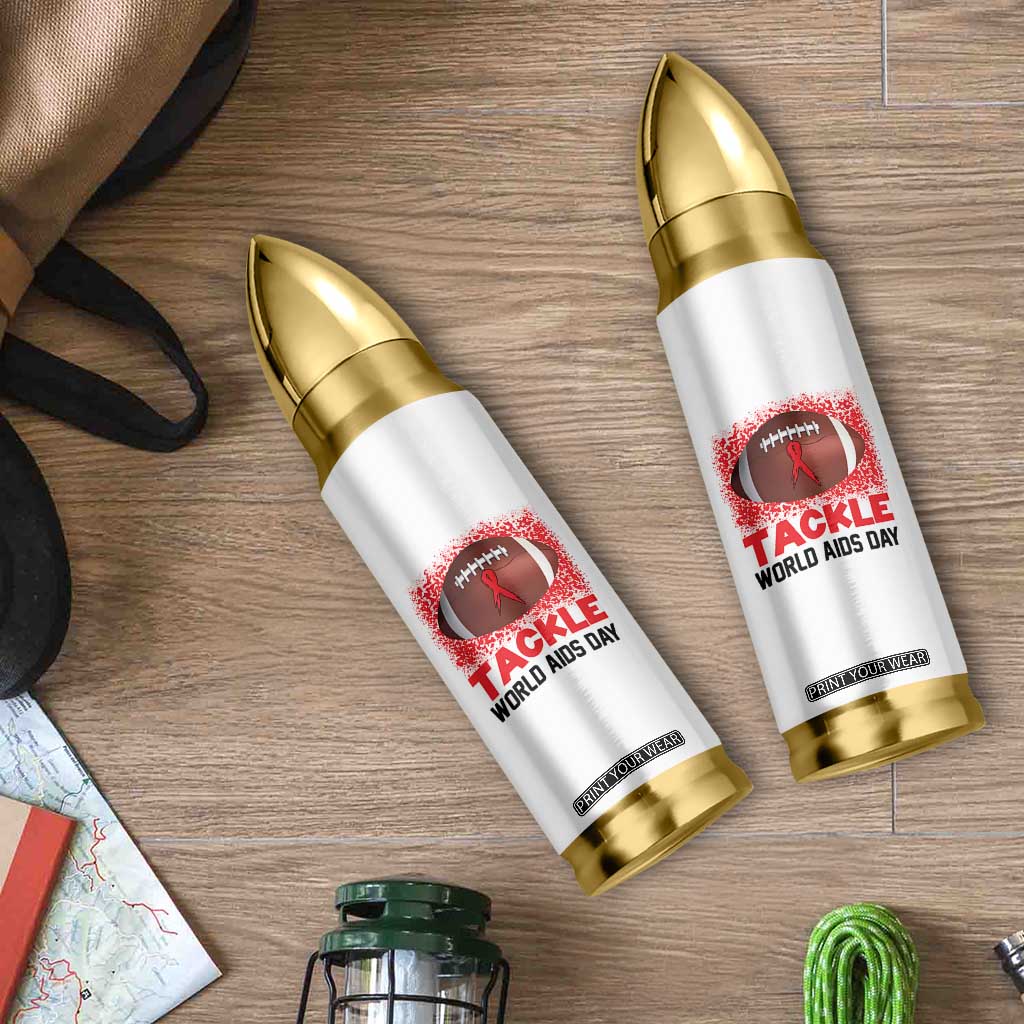 Tackle World AIDS Day Bullet Tumbler Football HIV Awareness Red Ribbon TS12 Print Your Wear