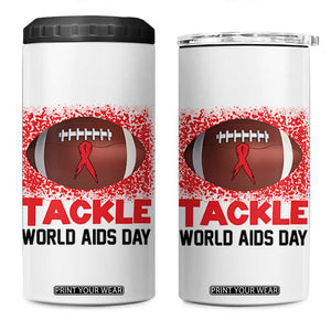 Tackle World AIDS Day 4 in 1 Can Cooler Tumbler Football HIV Awareness Red Ribbon TS12 One Size: 16 oz White Print Your Wear