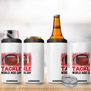 Tackle World AIDS Day 4 in 1 Can Cooler Tumbler Football HIV Awareness Red Ribbon TS12 Print Your Wear