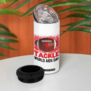 Tackle World AIDS Day 4 in 1 Can Cooler Tumbler Football HIV Awareness Red Ribbon TS12 Print Your Wear