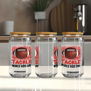 Tackle World AIDS Day Glass Can Football HIV Awareness Red Ribbon TS12 Print Your Wear