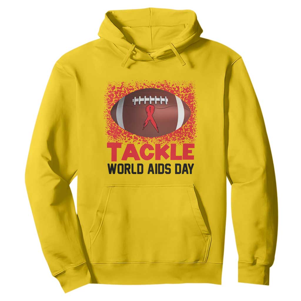 Tackle World AIDS Day Hoodie Football HIV Awareness Red Ribbon TS12 Daisy Print Your Wear