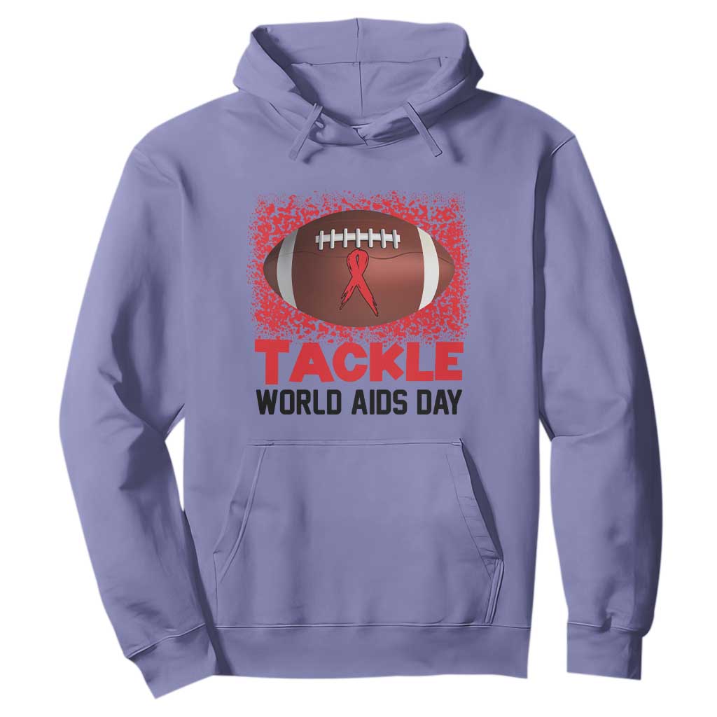 Tackle World AIDS Day Hoodie Football HIV Awareness Red Ribbon TS12 Violet Print Your Wear