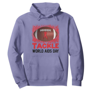 Tackle World AIDS Day Hoodie Football HIV Awareness Red Ribbon TS12 Violet Print Your Wear