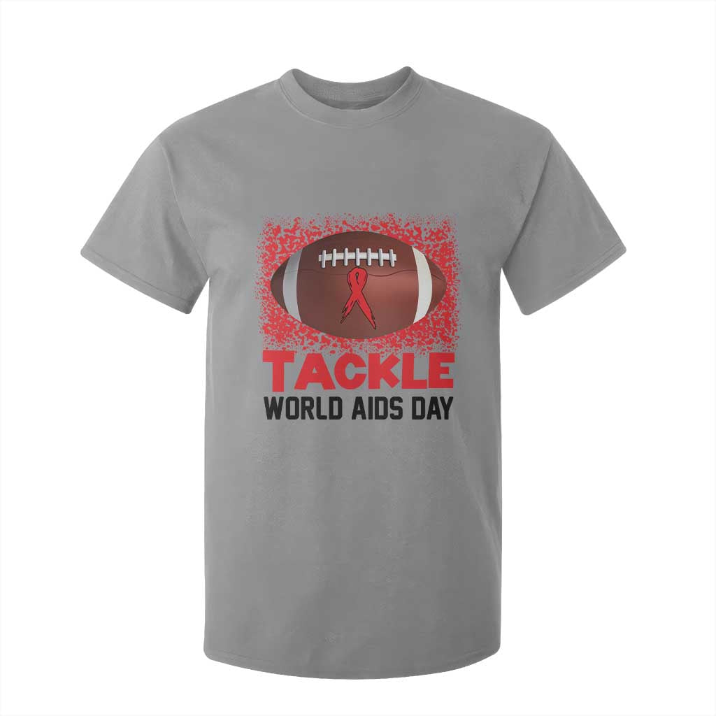 Tackle World AIDS Day T Shirt For Kid Football HIV Awareness Red Ribbon TS12 Sport Gray Print Your Wear