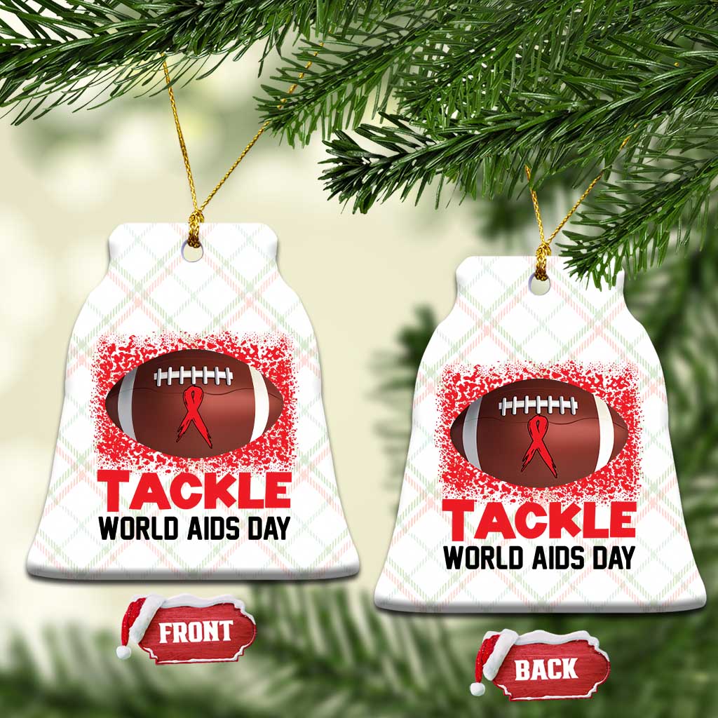 Tackle World AIDS Day Ceramic Ornament Football HIV Awareness Red Ribbon TS12 Print Your Wear