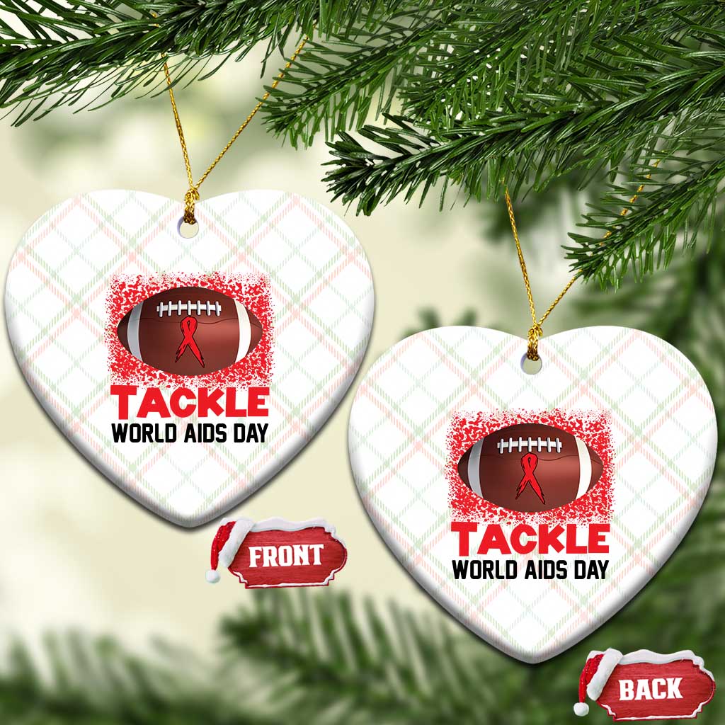 Tackle World AIDS Day Ceramic Ornament Football HIV Awareness Red Ribbon TS12 Print Your Wear