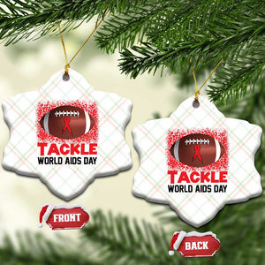 Tackle World AIDS Day Ceramic Ornament Football HIV Awareness Red Ribbon TS12 Print Your Wear