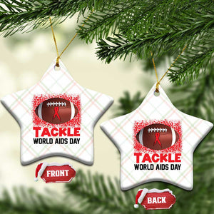 Tackle World AIDS Day Ceramic Ornament Football HIV Awareness Red Ribbon TS12 Print Your Wear