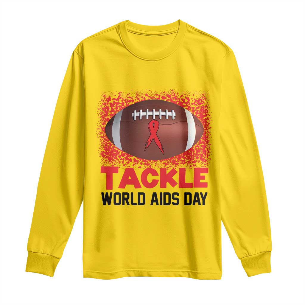 Tackle World AIDS Day Long Sleeve Shirt Football HIV Awareness Red Ribbon TS12 Daisy Print Your Wear