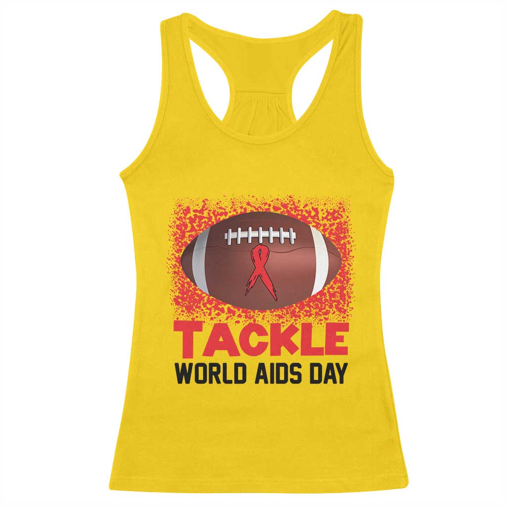 Tackle World AIDS Day Racerback Tank Top Football HIV Awareness Red Ribbon - Print Your Wear