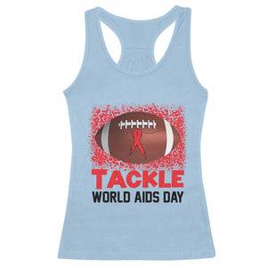 Tackle World AIDS Day Racerback Tank Top Football HIV Awareness Red Ribbon - Print Your Wear