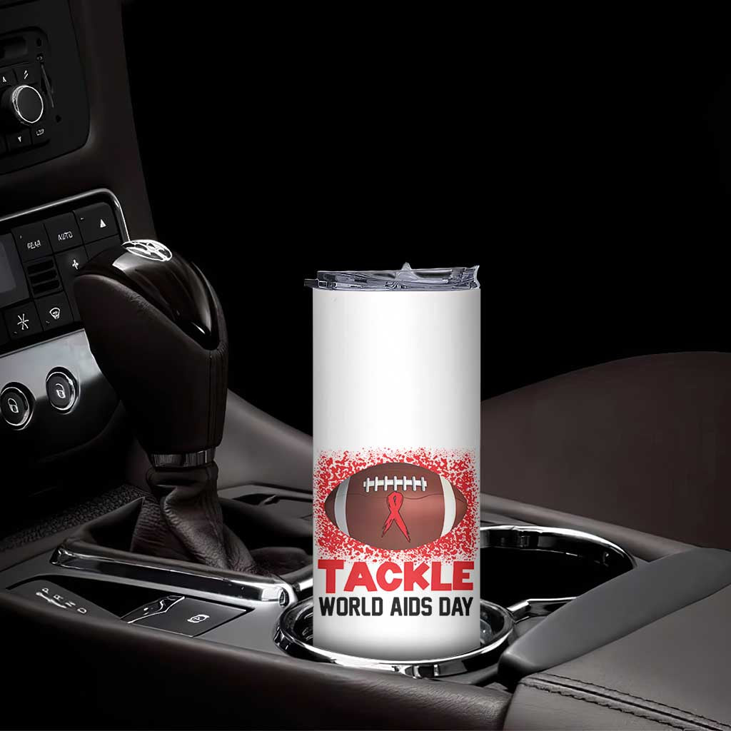 Tackle World AIDS Day Skinny Tumbler Football HIV Awareness Red Ribbon TS12 Print Your Wear