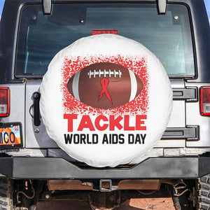 Tackle World AIDS Day Spare Tire Cover Football HIV Awareness Red Ribbon TS12 No hole White Print Your Wear