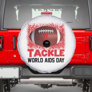 Tackle World AIDS Day Spare Tire Cover Football HIV Awareness Red Ribbon TS12 White Print Your Wear
