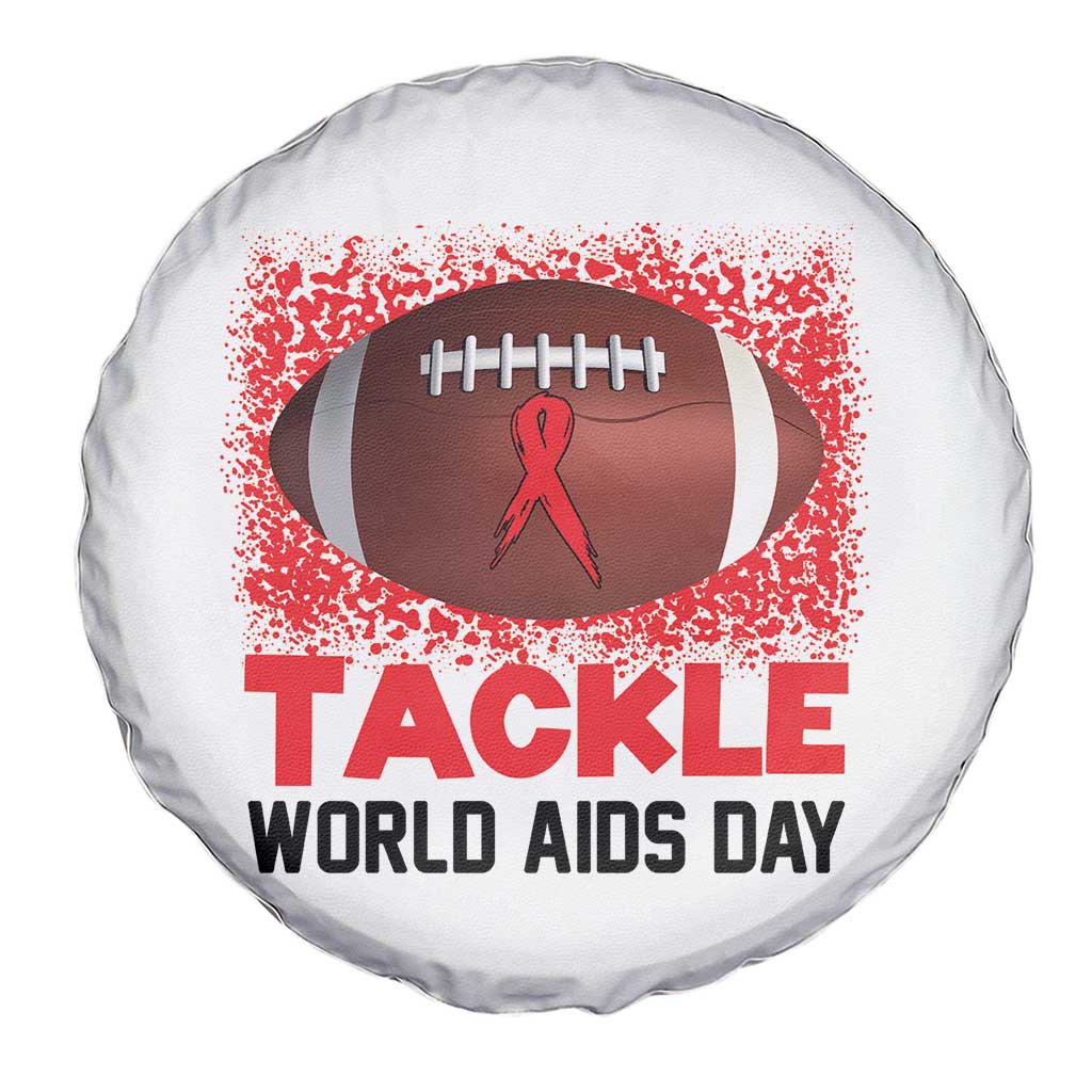Tackle World AIDS Day Spare Tire Cover Football HIV Awareness Red Ribbon TS12 Print Your Wear