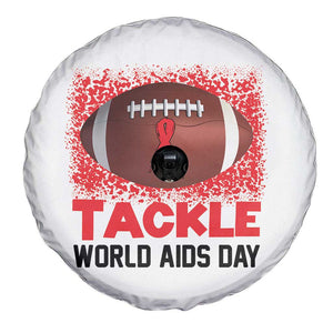 Tackle World AIDS Day Spare Tire Cover Football HIV Awareness Red Ribbon TS12 Print Your Wear