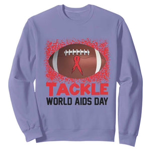 Tackle World AIDS Day Sweatshirt Football HIV Awareness Red Ribbon TS12 Violet Print Your Wear