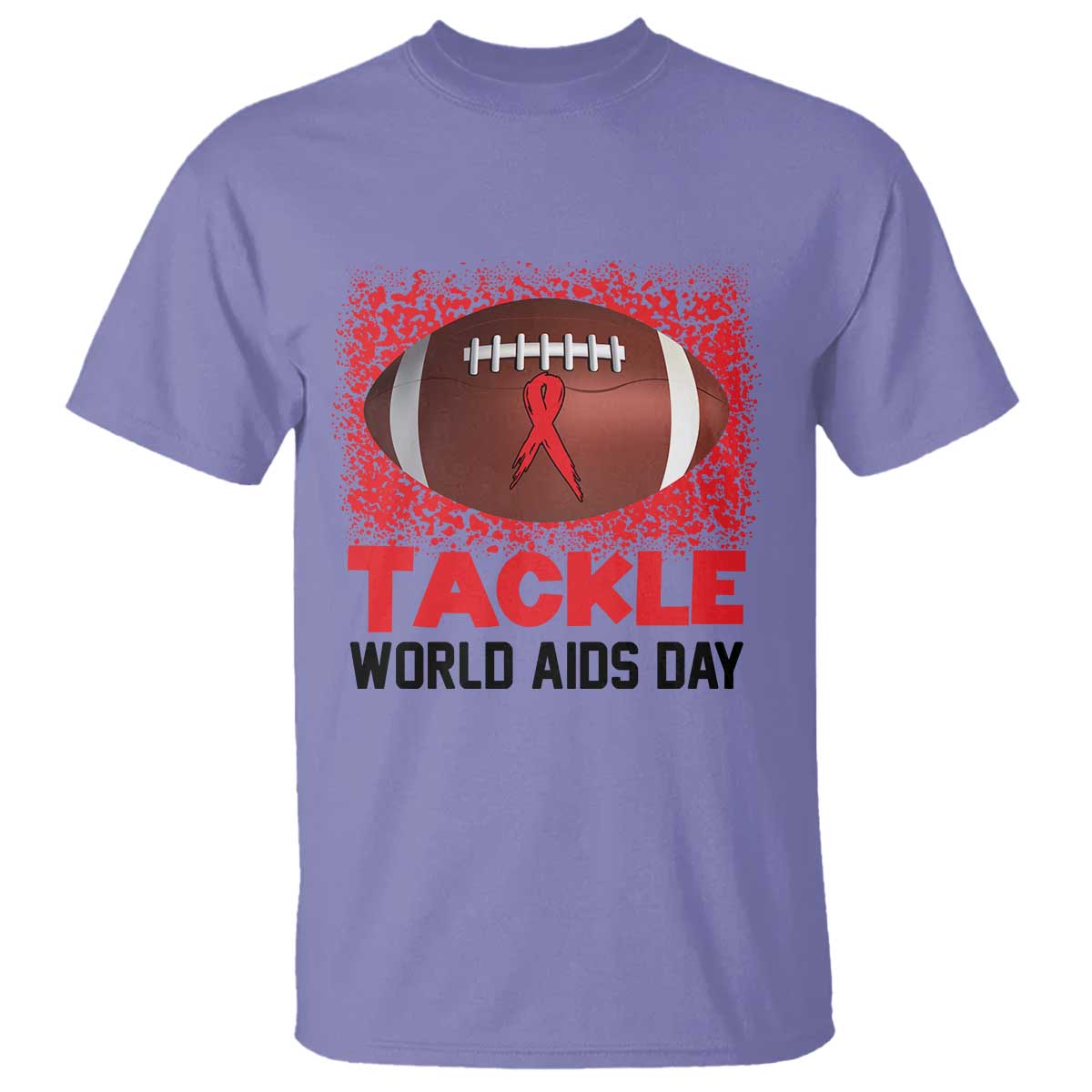 Tackle World AIDS Day T Shirt Football HIV Awareness Red Ribbon TS12 Violet Print Your Wear
