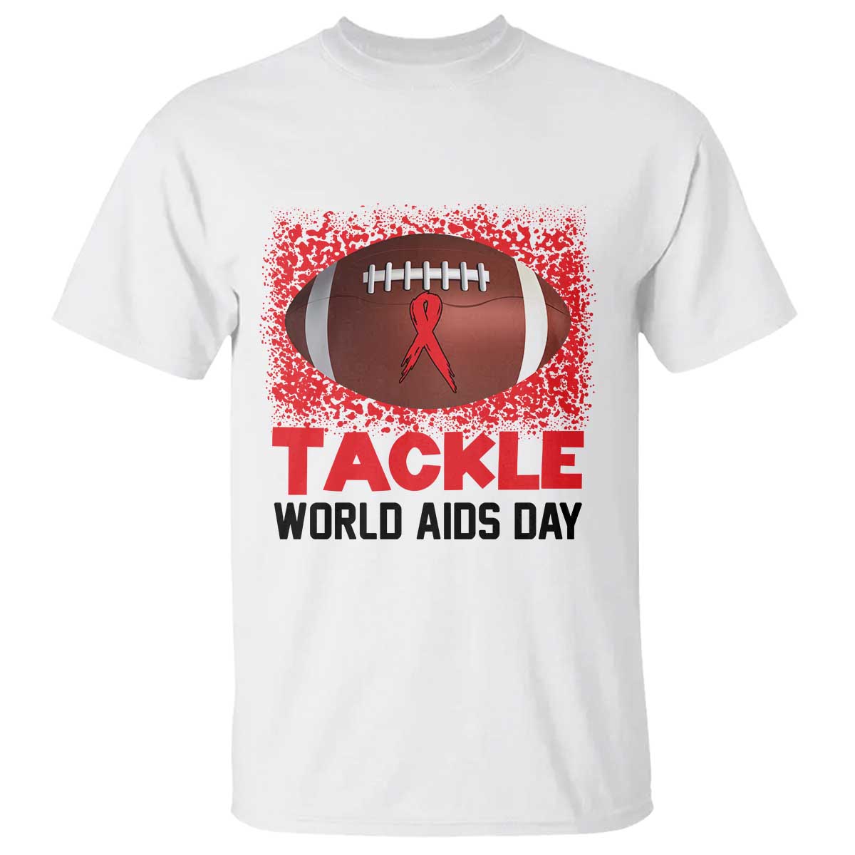 Tackle World AIDS Day T Shirt Football HIV Awareness Red Ribbon TS12 White Print Your Wear