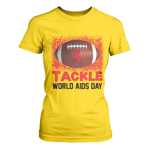 Tackle World AIDS Day T Shirt For Women Football HIV Awareness Red Ribbon TS12 Daisy Print Your Wear
