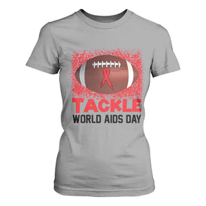 Tackle World AIDS Day T Shirt For Women Football HIV Awareness Red Ribbon TS12 Sport Gray Print Your Wear