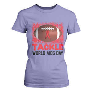 Tackle World AIDS Day T Shirt For Women Football HIV Awareness Red Ribbon TS12 Violet Print Your Wear