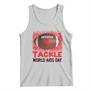 Tackle World AIDS Day Tank Top Football HIV Awareness Red Ribbon TS12 Ash Print Your Wear