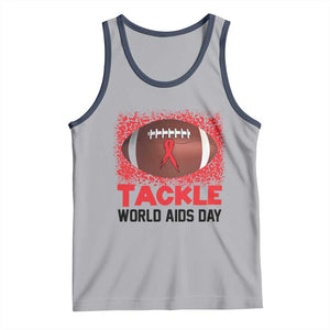 Tackle World AIDS Day Tank Top Football HIV Awareness Red Ribbon TS12 Athletic Heather Navy Print Your Wear
