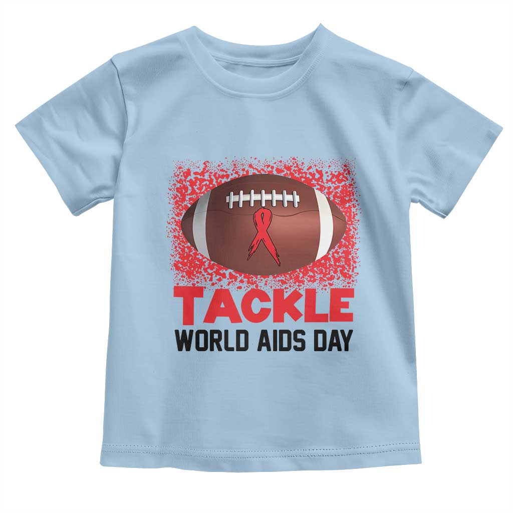 Tackle World AIDS Day Toddler T Shirt Football HIV Awareness Red Ribbon TS12 Light Blue Print Your Wear
