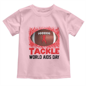 Tackle World AIDS Day Toddler T Shirt Football HIV Awareness Red Ribbon TS12 Light Pink Print Your Wear