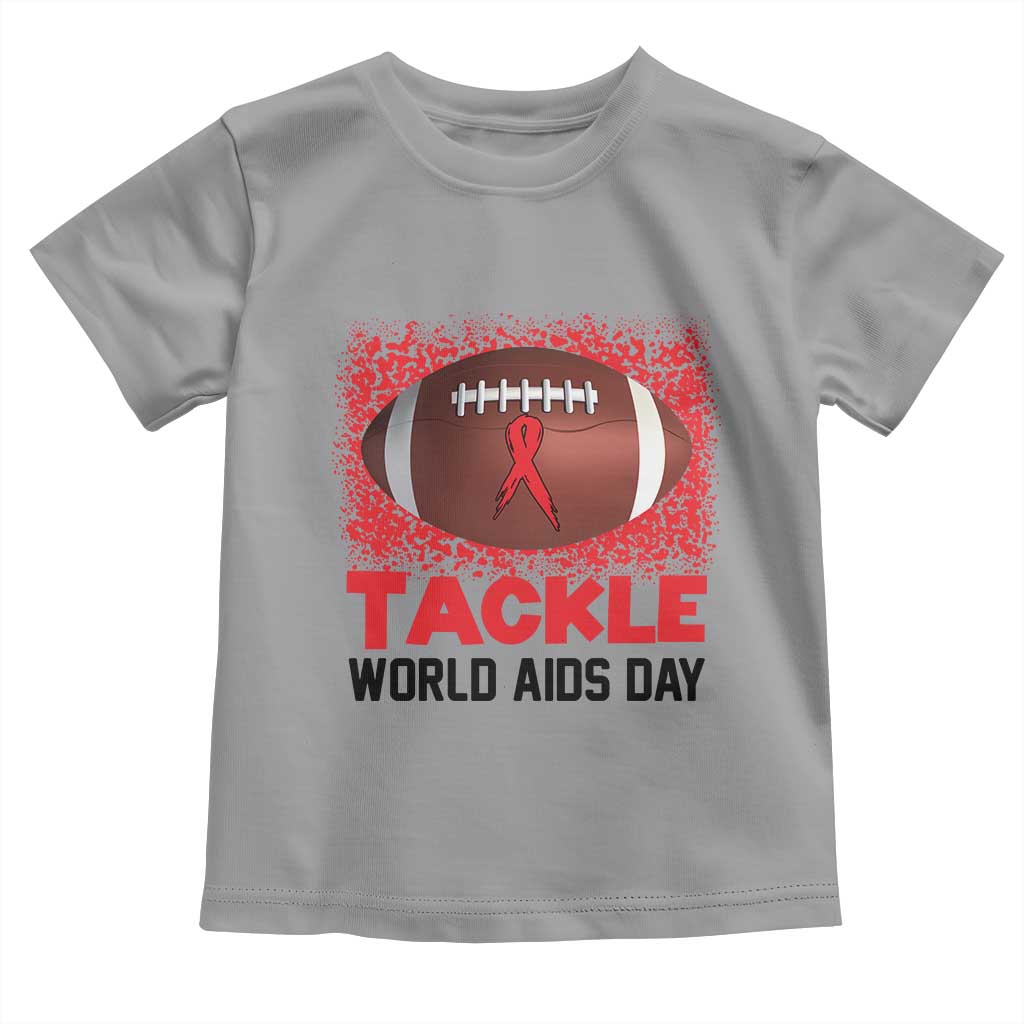 Tackle World AIDS Day Toddler T Shirt Football HIV Awareness Red Ribbon TS12 Sport Gray Print Your Wear