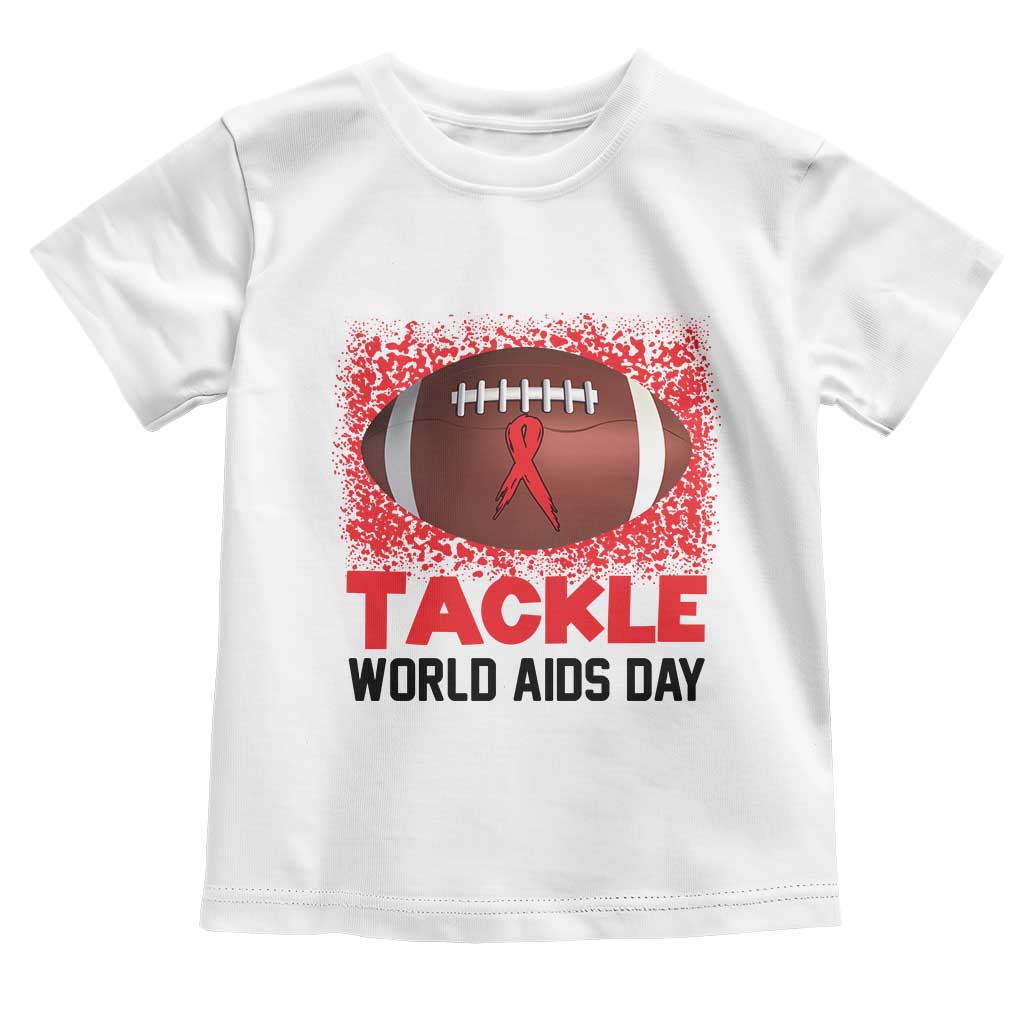 Tackle World AIDS Day Toddler T Shirt Football HIV Awareness Red Ribbon TS12 White Print Your Wear
