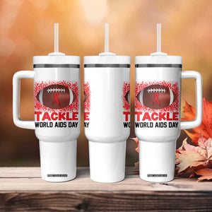 Tackle World AIDS Day Tumbler With Handle Football HIV Awareness Red Ribbon TS12 Print Your Wear