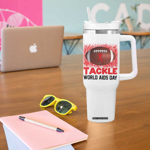 Tackle World AIDS Day Tumbler With Handle Football HIV Awareness Red Ribbon TS12 Print Your Wear
