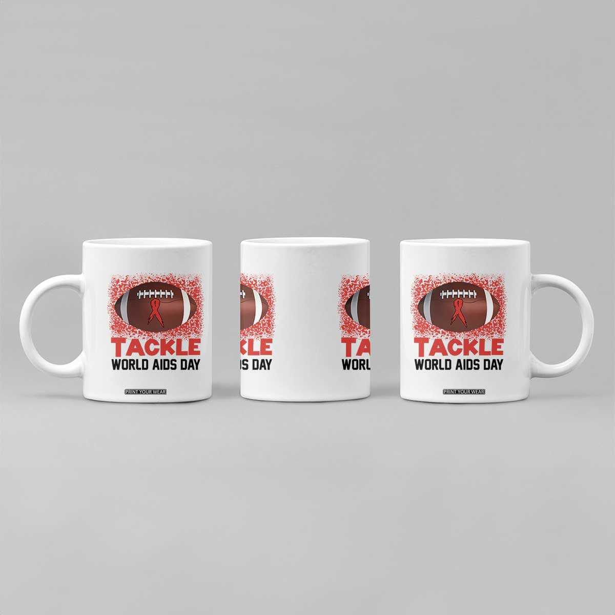 Tackle World AIDS Day Coffee Mug Football HIV Awareness Red Ribbon TS12 Print Your Wear
